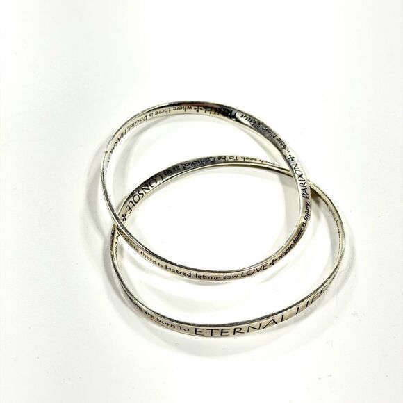 St. Francis prayer .925 Silver Inspirational Bangle Set